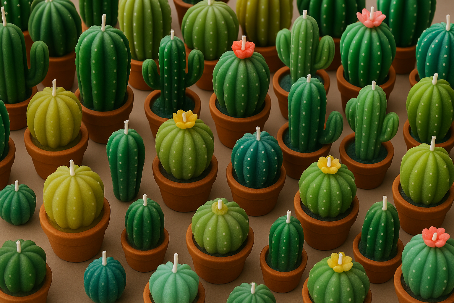 lot de bougie en forme de cactus