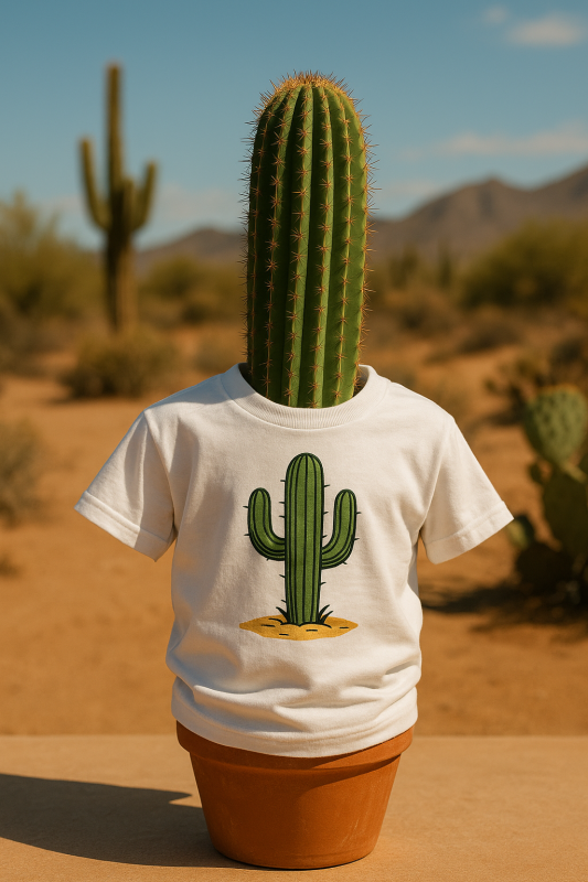un cactus qui porte un tshirt