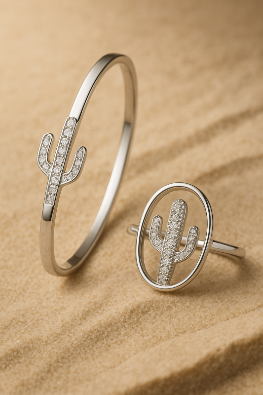 bracelet et bague cactus