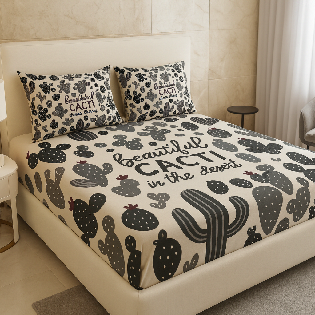 draps housses cactus lit