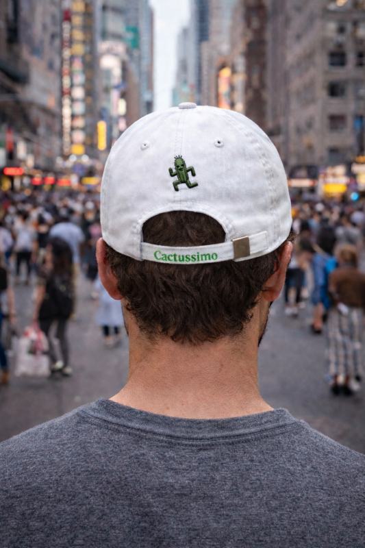 homme avec casquette cactus
