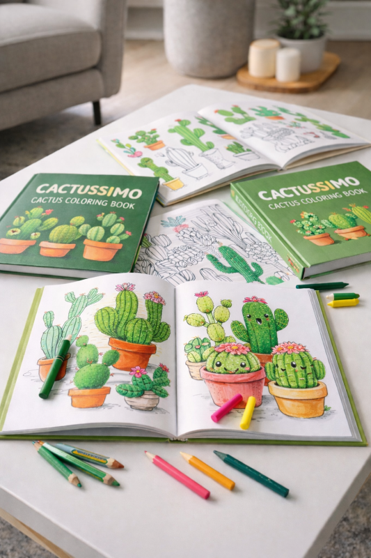 livres coloriages cactus