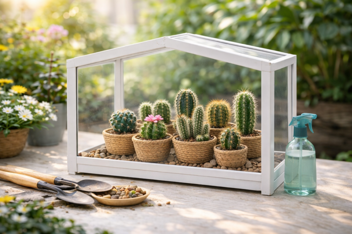 cactus arrosé en croissance